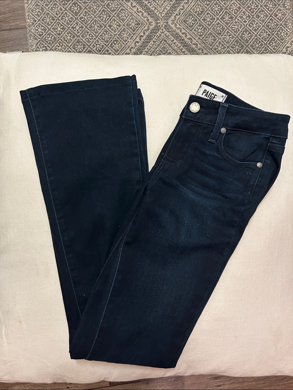 PAIGE Women's Dark Blue Manhattan Slim/Bootcut Denim Jeans